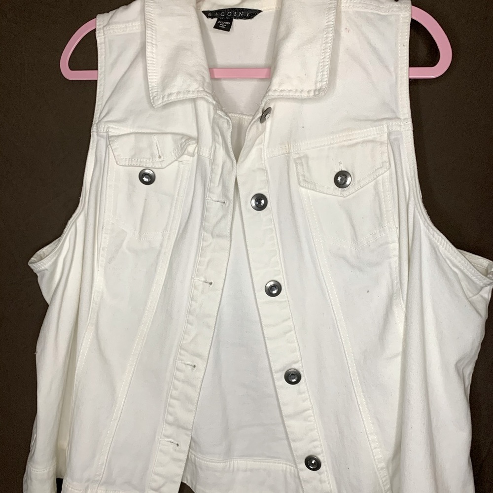 White Jean Vest.